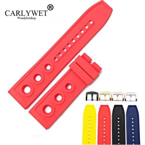 CARLYWET 22 24mm Wholesale High Quality Rubber Silicone Replacement Wrist Watch Band Strap Loops Belt For Breilting Superocean