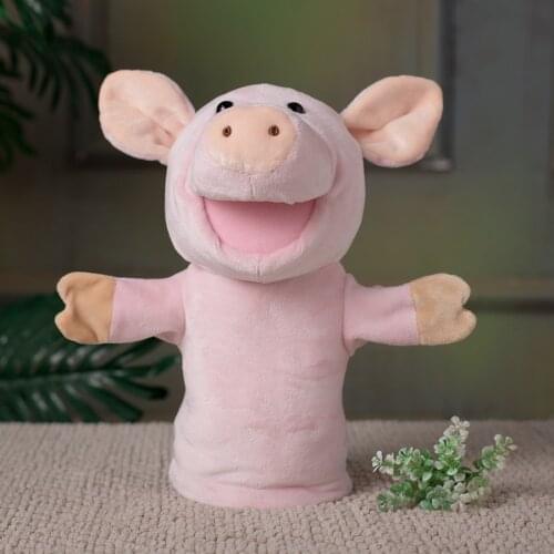 Animal Plush Hand Puppets Childhood Kids Cute Soft Toy Pig Piggy Story Pretend Playing Dolls Gift For Children, 28CM