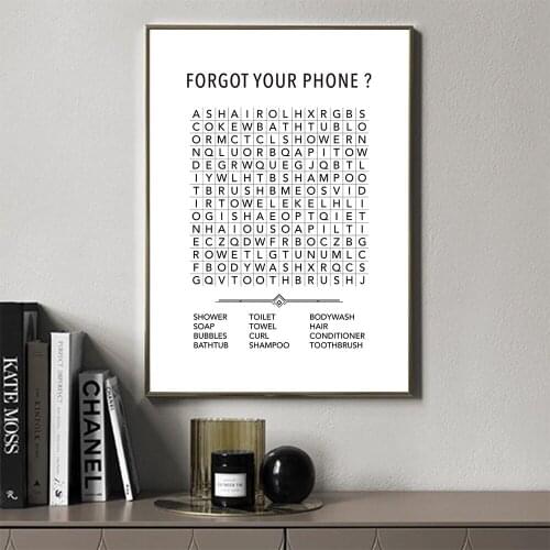 Simplicity Funny Bathroom Art Bowl Text Poster Picture Print Abstract Toilet Forgot Your Phone Canvas Painting Nordic Home Decor