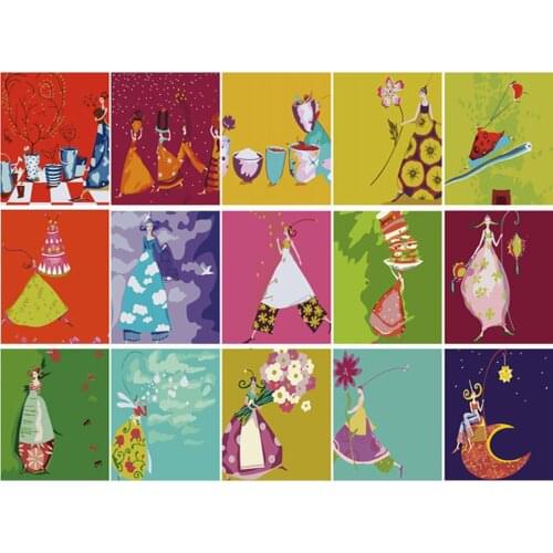 Frame DIY Painting By Numbers Children Cartoon Characters Paint By Number Hand Painted Calligraphy Painting 20x20cm Artowrk