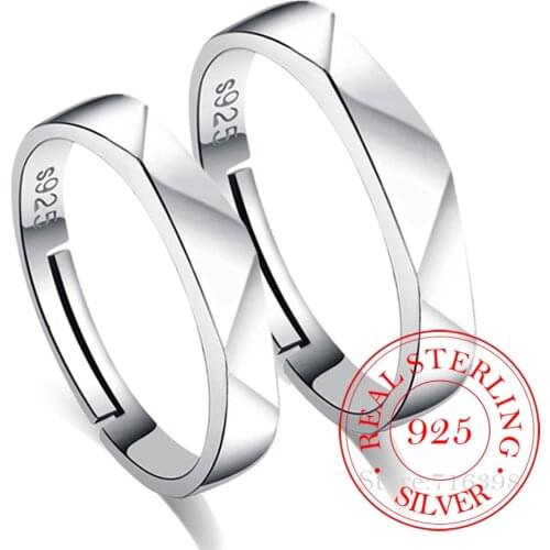 Real 925 Sterling Silver Minimalist Fashion Triangle Plane Finger Rings For Women Wedding Party S925 Jewelry