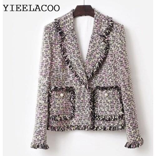 Pinkish-purple Coat Autumn/Winter Womens Jacket Tweed Office ladies Coat Tops one-piece jacket