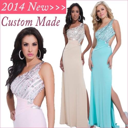 Um ombro sexy 2019 sem mangas com beading cristal aberto traseira longa vestidos chiffon prom dresses