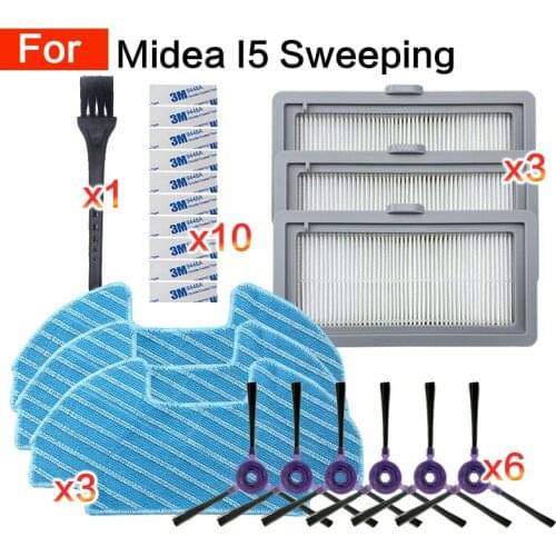 For Midea I5 home Sweeper vacuum cleaner Replacement Accessories Side brush hepa Filter mop rag Velcro Spare parts Household