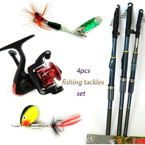 HENGJIA Spinning fishing reels armoured glass FRP fishing rod spinner spoon fishing bait lures pike bass pesca fishing tackles