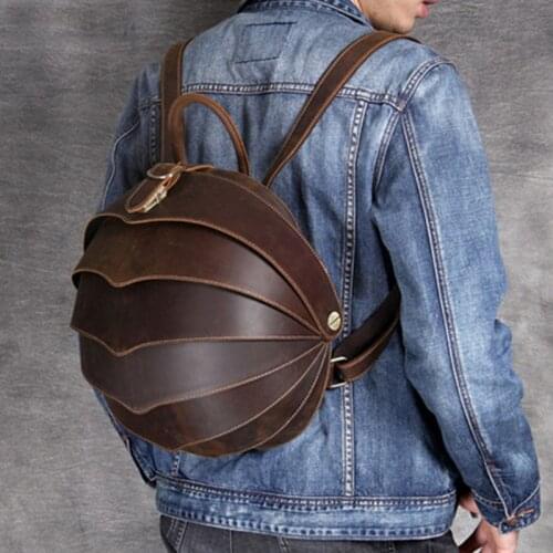 2021 Vintage Designer Crazy Horse Cowhide Mens Womens Backpack Daily Luxury Genuine Leather Personalized Travel Small Bagpack