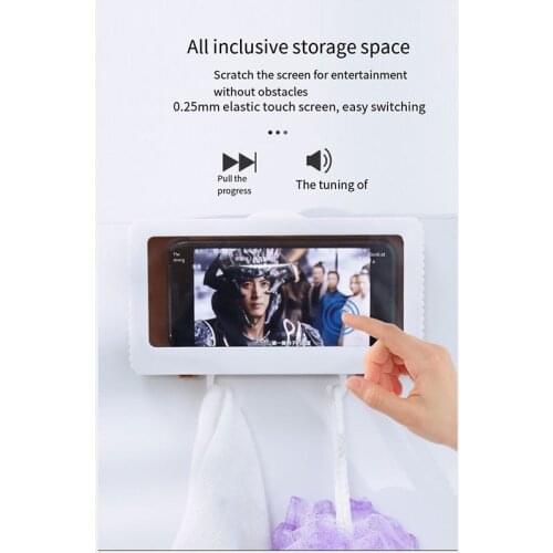 Liner Tablet Or Phone Holder Waterproof Case Box Wall Mounted All Covered Mobile Phone Shelves Self-Adhesive Shower Accessories