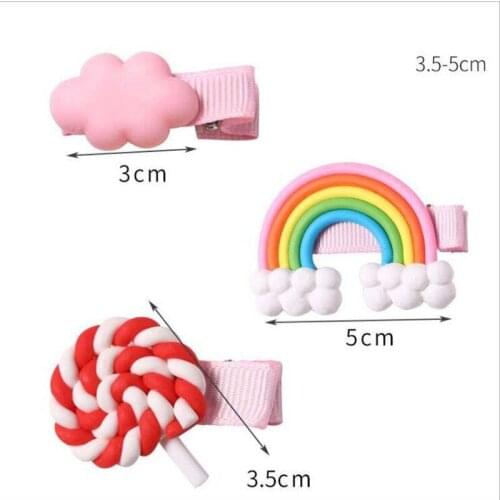 Cartoon White Cloud Girls Candy Colors Star Hair Clips Party Hairpins Kids Rainbow Lollipop Children Hair Accessories