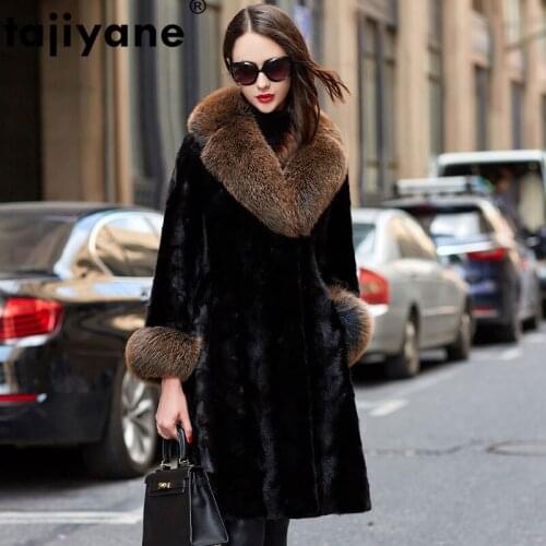 Fox Collar Fur Real Mink Fur Coat Female Jacket Autumn Winter Coat Women Clothes 2021 Thick Warm Tops Manteau Femme ZT4833