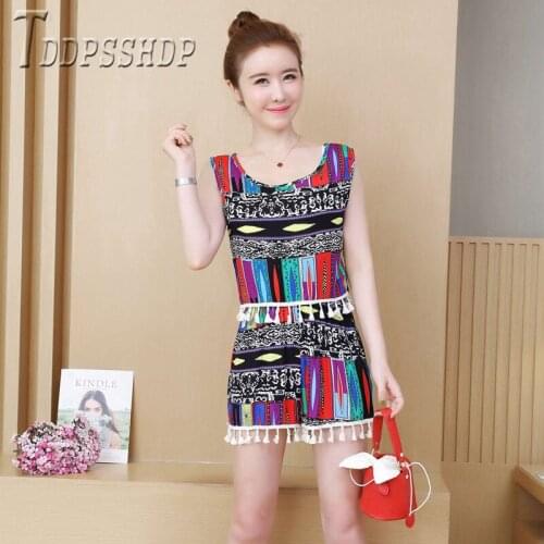 2019 Refreshing Design Plus Size Women Sets Bohemia Korean T Shirt And Shorts Female Sets