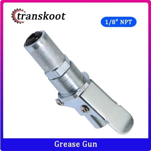Transkoot Silver Heavy-Duty Quick Release Grease Gun Filling Head Metal Jaws Self-Locking Grease Fitting , 10,000 PSI 1/8" NPT
