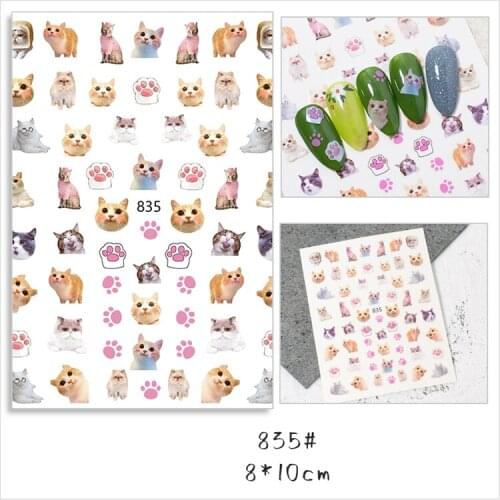 10PCS New Puppy Bunny Bear Animal Nail Sticker Strawberry Love Nail Art Transfer Decoration Accessories Adhesive Sticker