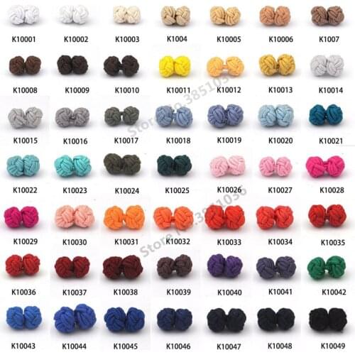 100 pairs/lot New Silk Knot Cufflinks Upscale Mens Classic Double Rope Ball Knot Shape Cuff Links Handmade Silk Knots Cuff Link