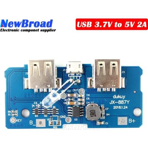 18650 Dual Micro USB 3.7V to 5V 2A Boost Mobile Power Bank DIY 18650 Lithium Battery Charger PCB Board Step Up Module With LED