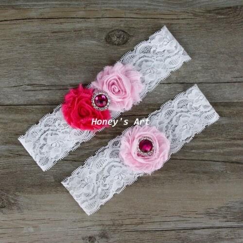 2pcs/Set Bridal Flowers Garter Keepsake Toss Vintage Lace Garters Pink Elegant Wedding Garter Set Bridal Accessories