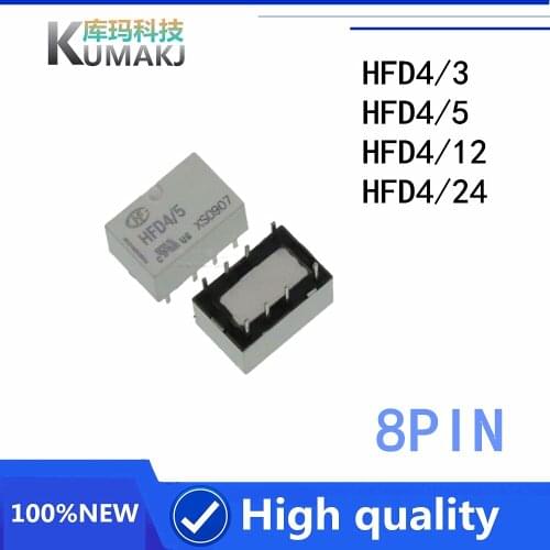2PCS/LOT 100%Original New Relay HFD4/5 HFD4/12 HFD4/24 HFD4/5V HFD4/12V HFD4 5 8PIN