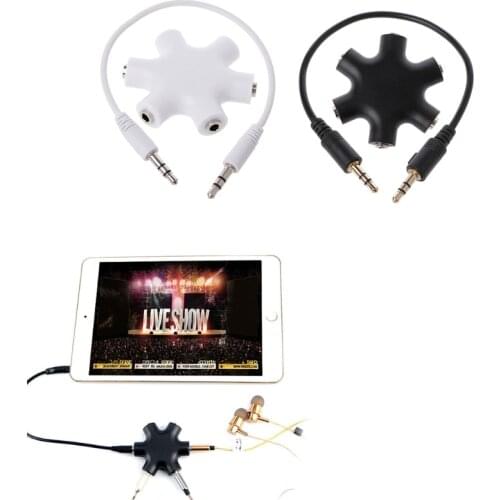 3.5mm Audio Splitter Hexagon 1 Male To 5 Female Headphone Earphone Share Distributor
