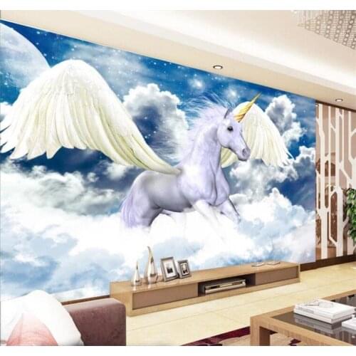 3d wallpaper High-end custom mural non-woven wall stickers 3 d The angel unicorn pentium painting 3d wall room murals wallpaper