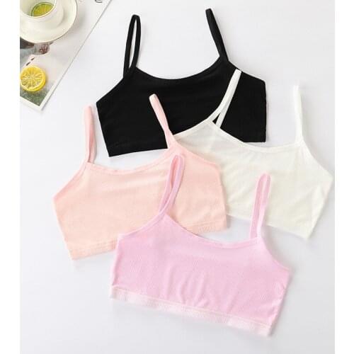 4pcs/lot Cartoons Thin Sling T-shirt Cotton bra Topic Girls Underwear Teenage Training Bras vest gift cute send Random pattern
