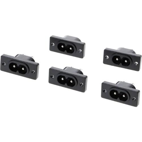 5 Pcs IEC320 C8 2 Terminal Power Plug Inlet Socket AC 250V 2.5A 449C