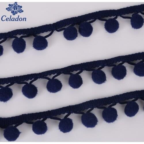 Hot 5 Yards Navy Mini Pompom Ball Lace Handmade Pom Pom Trim Ball Fringe Ribbon DIY Sewing Accessory Lace Home Craft Decoration