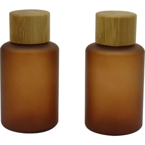 540pcs 60ml Amber Frosted PET DIY Emulsion Bottle with Bamboo Cap(Screw Lid/Pump Nozzle/Spray Atomizer/Chiaki Cover) Wholesale
