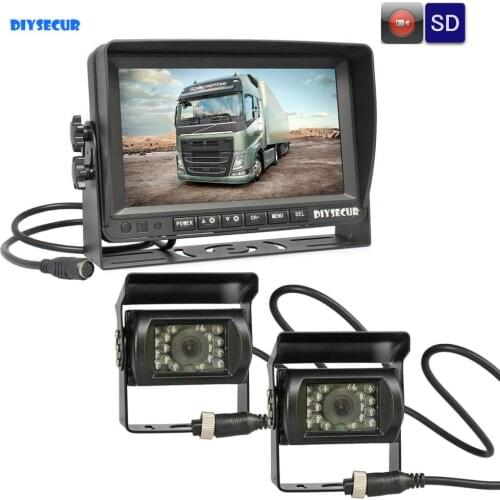 DIYSECUR AHD 7inch TFT LCD Car Monitor Rear View Monitor Waterproof IR 1300000 Pixels AHD Camera With Video Recording 1V2