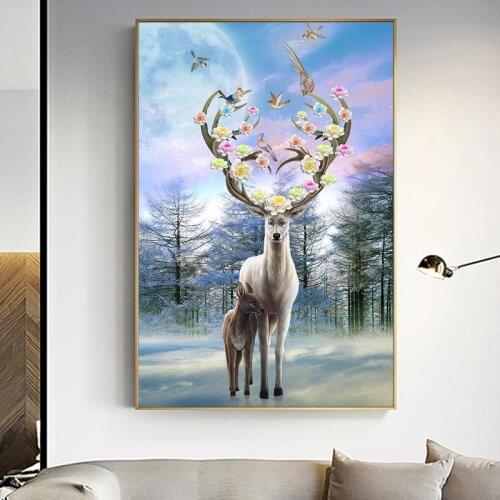 DIY 5D Diamond Painting Animal deer Full circular Cross Stitch Diamond Embroidery Picture Rhinestone Home decor gift Sale