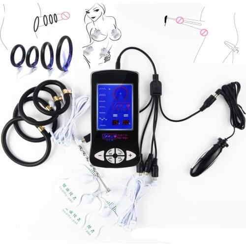 BDSM Electric Shock Anal Vagina Plug Penis Stimulation Ring Urethral Sounding Plug Massage Pad Medical Male Masturbation Sex Toy