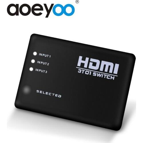 AOEYOO 3 Port HDMI Switch Switcher 3X1 1080P 3D video HDMI Switch Splitter 3 input 1 output with IR Remote For HDTV PS4 DVD