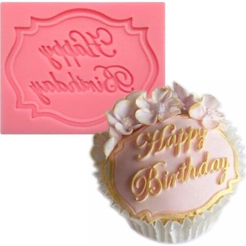 Free Shipping Happy Birthday Silicone Mold 3D Moldes De Silicone Cup Cake Moldes Silicone Food Mold Forma A388