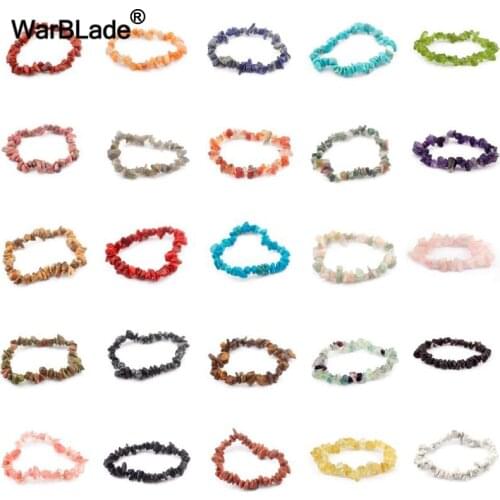 WarBLade Irregular Natural Gem Stone Bracelet Stretch Chip beads Nuggets Amazon Rose Crystal Quartz Bracelets Bangles For Women