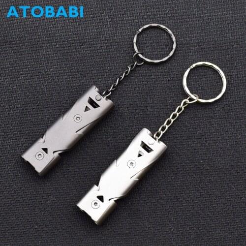 Stainless Steel Car Key Rings High Decibel Lifesaving Portable Mini Whistle Keyring Universal Outdoor Survival Keys Chain Holder