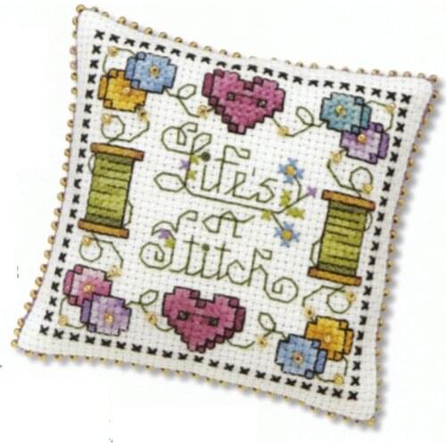 Cross Stitch Pin Neddle Cushion 044 14ct Biscornu Needlework DIY Kit Embroidery Set Counted Cross-Stitching Pincushion
