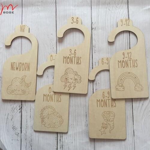 Set of 5 Baby Shower Gift nursery accessories age 12 Baby Clothes Dividers wood Nursery Closet Organizer Divider