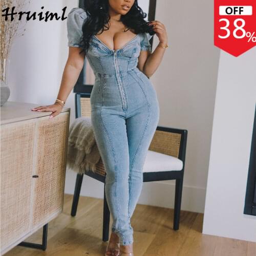 Dropshipping Womens Clothing Summer 2021 Short Sleeve Backelss Casual Fashion Jumpsuit Female High Waist Front Zipper Design
