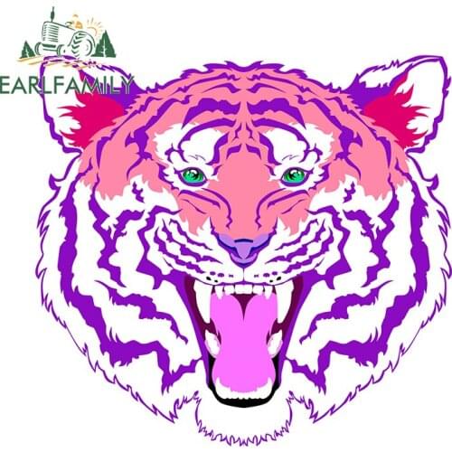 EARLFAMILY 13cm x 12.3cm for Pink Tiger Car Stickers and Decals DIY Custom Printing Fashion Anime Occlusion Scratch Decor