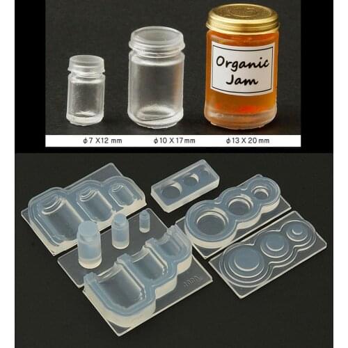 Handmade 3D Mini Jam Bottle Water Jar Pendant Miniture Food Play UV Resin Casting Mold Silicone Mold Jewelry Making Tool