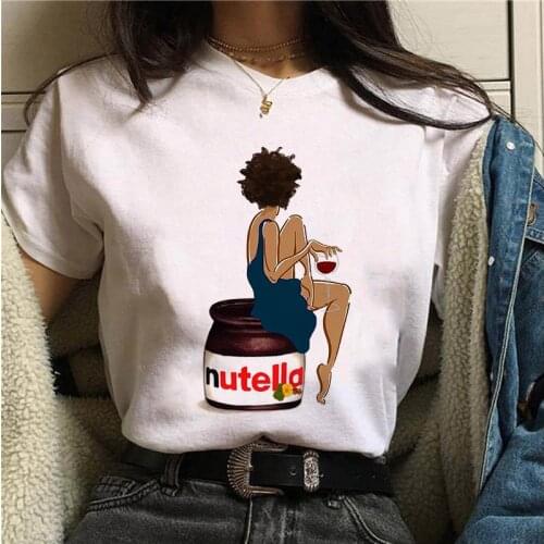 Short Sleeve Tshirt Fun Lovely Cartoon Nutella Print T-shirt 2021 Newest Summer T-shirt Harajuku Tshirt 90s Girls T shirt