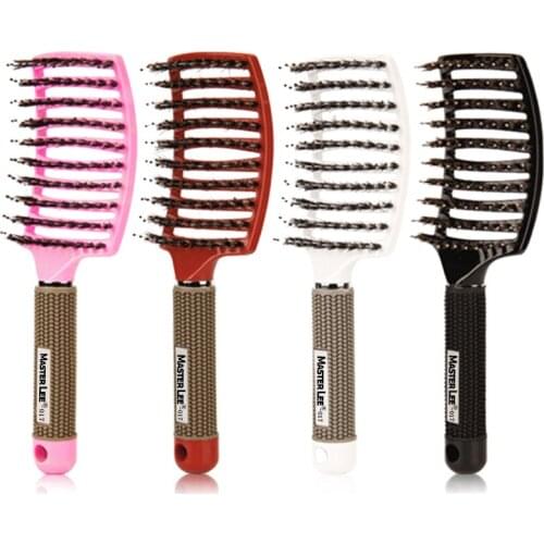 Curved Comb Pig Hair Massage Comb With little ball Curved Row Hair Hibs Comb Women Beauty Hair Comb