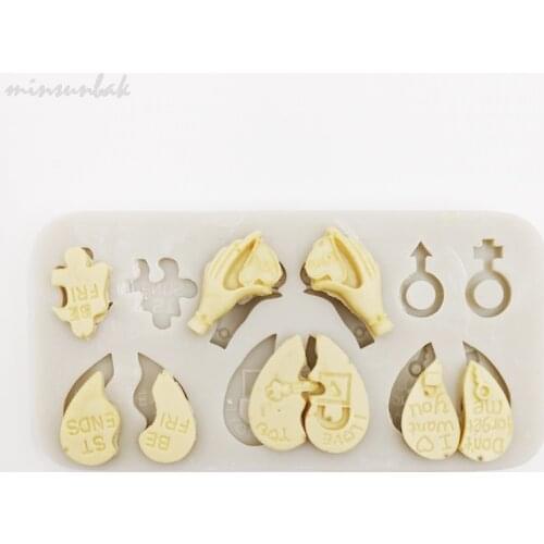Minsunbak Cake Tools Heart Hand Silicone Mold Sugarcraft Chocolate Fondant Tool