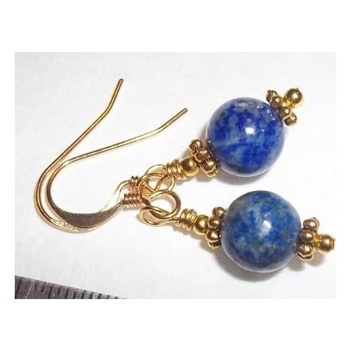 Favorite Pearl Jewelry Natural Lapis Lazuli Gemstone Gold Plated Earrings Handmade Charming Lady Gift Wedding Birthday New Style