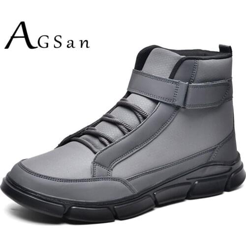 Men Fashion Boots Autumn Ankle Boots Leather Outdoor Shoes Lightweight Casual Shoes Men Big Size 39-46 Male Zapatos Hombre Gray