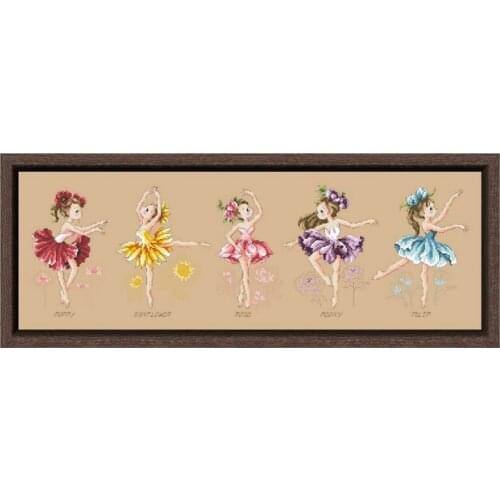 Flower dance cross stitch kits fairy aida fabric 18ct 14ct 11ct flaxen linen cotton thread embroidery kits DIY craft set