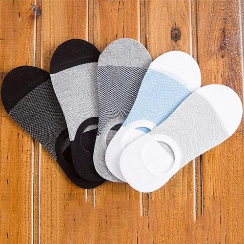 New 5 Pairs Cottom Socks Breathable Short Socks Casual Non-slip Silicone Invisible Boat Men Compression Ankle Socks Crew Hot