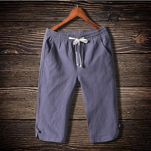 2020 New Fashion Mens Casual Summer Short Pants Cotton Linen Shorts Plus Size M-7XL Loose White Black Homme Outwear