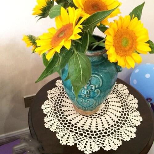 NEW white Lace Round Embroidery table place mat Christmas gift pad placemat cup mug New Year good coaster Napkin doily kitchen