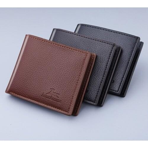 New Mens Wallet Hot Sale Casual Two-fold Short Horizontal Mens Wallet PU Solid Color Mens Open Coin Purse Luxury Brand Wallet
