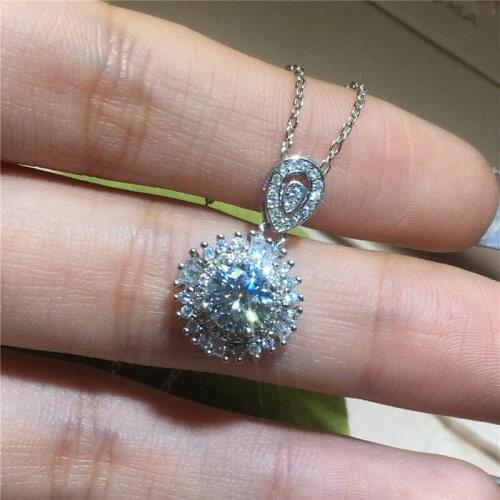 Silver 1 Carat Excellent Snowflake Cut D Color Diamond Test Passed White Moissanite Pendant Necklace Female Silver 925 Jewelry
