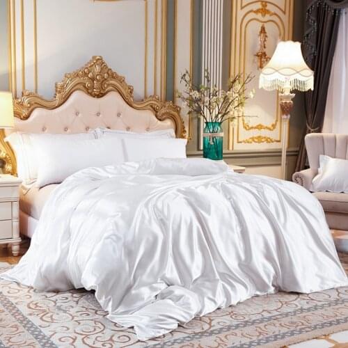 KOTUDENAVY Solid color Duvet cover High-end Ice silk satin Single Double Queen King size Quilt Cover Soft Qualified Comfortable